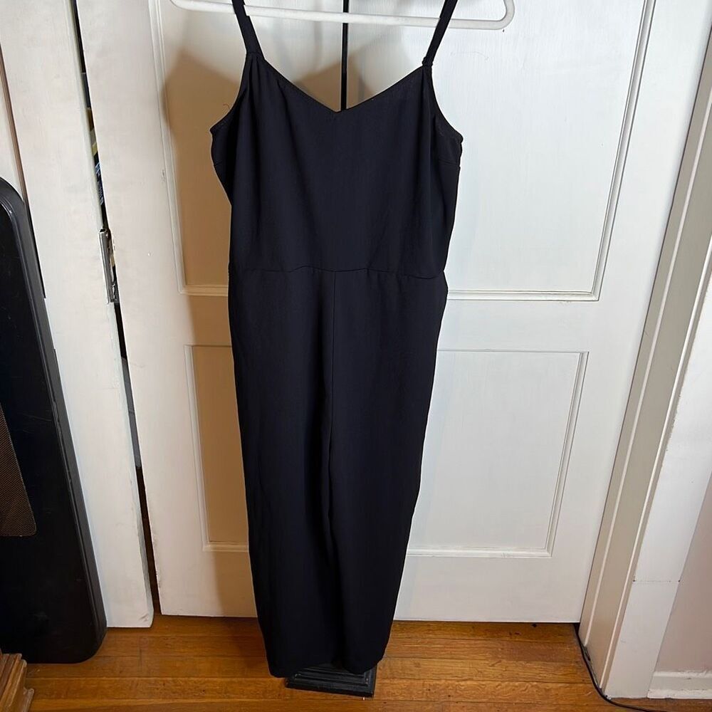 Grayson Womens Sleeveless Spaghetti Strap Wide leg Pants Jumpsuit Black Sz Large